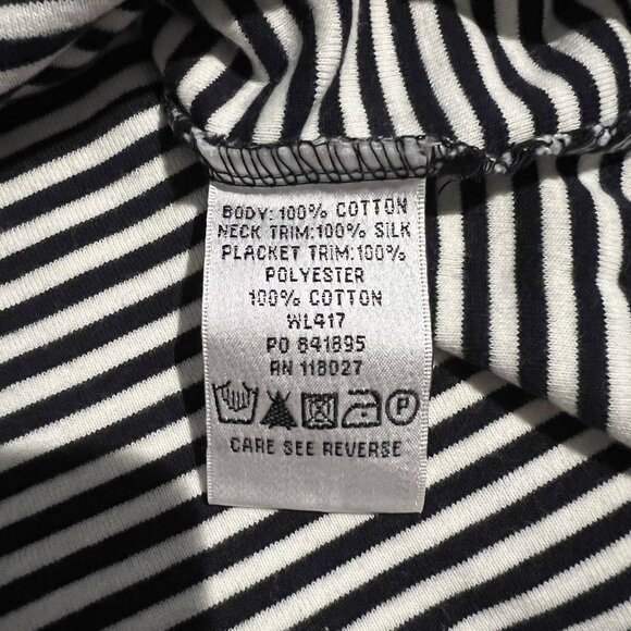 Boden Womens Striped Long Sleeve Top size 12 Striped black white green silk - Picture 5 of 9